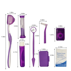 8Pcs/Set Orthodontic Care Kit Toothbrush Kit Dental Oral Care Cleaning Kits Dental Travel Kit with Portable Net Bag
