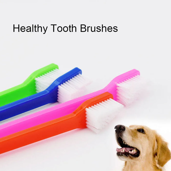 2pcs Teeth Cleaning Pet Cat Dog Tooth Brush for Dogs 22cm Long Handle Finger Brush For Pet Dog Cat Healthy Two Heads Toothbrush