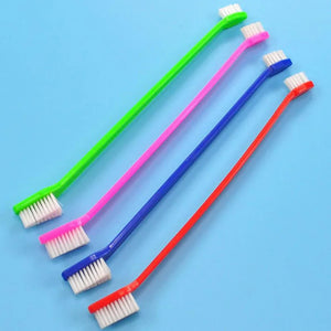 2pcs Teeth Cleaning Pet Cat Dog Tooth Brush for Dogs 22cm Long Handle Finger Brush For Pet Dog Cat Healthy Two Heads Toothbrush