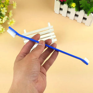 2pcs Teeth Cleaning Pet Cat Dog Tooth Brush for Dogs 22cm Long Handle Finger Brush For Pet Dog Cat Healthy Two Heads Toothbrush
