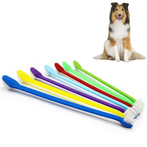 2pcs Teeth Cleaning Pet Cat Dog Tooth Brush for Dogs 22cm Long Handle Finger Brush For Pet Dog Cat Healthy Two Heads Toothbrush