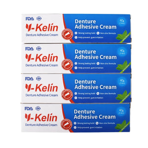 Hot Sale Y-Kelin Denture Care Adhesive Cream Strong Hold 40 Gram 12 Packs for Upper and Lower Secure Send A Gift