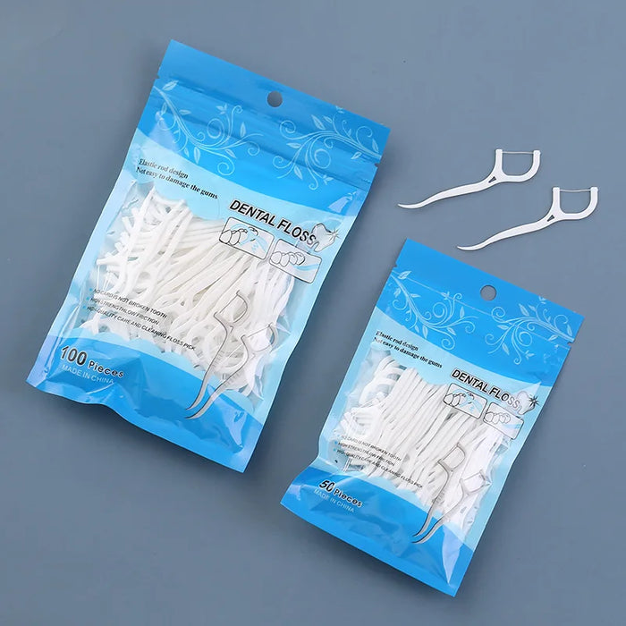 50/100pcs Disposable Dental Floss Cleaning Dental Floss Pick Interdental Brush Teeth Picks Tooth Clean Oral Hygiene Tool