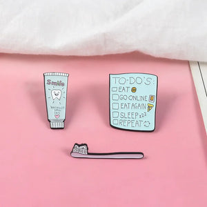 Hot Teeth Toothbrush Metal Enamel Brooch Cute Cartoon Dentistry Badge Pin Trendy Backpack Lapel Jewelry Gifts For Kids Friends
