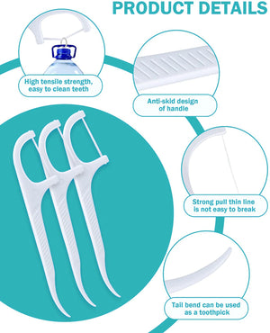 Dental Floss Pick Dispenser Pop-Up Automatic Holder with 88 Count Dental Floss Sticks Portable Storage Box Toothpicks Oral Care