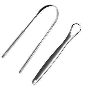 2pcs U Type Tongue Scraper Stainless Steel Oral Tongue Cleaner Brush Cleaning Coated Tongue Toothbrush Oral Hygiene Care Tools