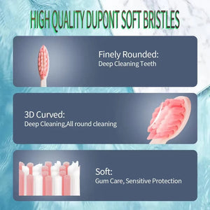 Children Clean Electric Toothbrush Cartoon Kids With Replacement Head Ultrasonic  IPX7 Waterproof Rechargeable Sonic Toothbrush