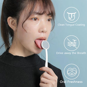 Double SideTongue Scraper Copper Oral Cleaner Brush Fresh Breath Cleaning Coated Tongue Toothbrush Oral Hygiene Care Tools 1pcs