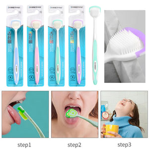 Soft Silicone Tongue Cleaner For Adult Double-sided Tongue Cleaning Tool Reusable Tongue Scraper Brush Oral Hygiene Care Tool