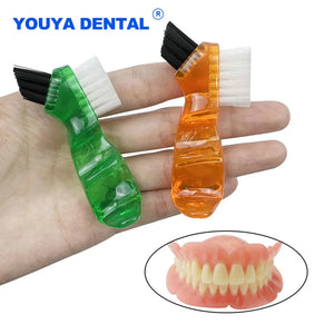 Mini T-shape Denture Brush Cleaning Toothbrush Gum Cleaner False Teeth Brushes Oral Care Multi-Layered Bristles Single Sided