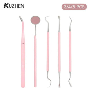 3/4/5PCS Pink Stainless Steel Dental Mirror Dental Kit For Woman Oral Care