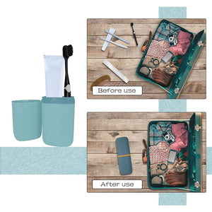Toothbrush Case Portable Detachable Organizer Box Mouthwash Cup Travel Toothbrush Storage Container Purple Flower Letter Pattern