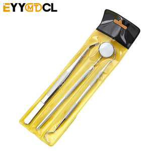 3pcs Stainless Steel Dental Tool Dental Mouth Mirrors Cleaning Tools Mirror Double Probe Sickle /Hoe Tooth Oral Care Kit Dentist