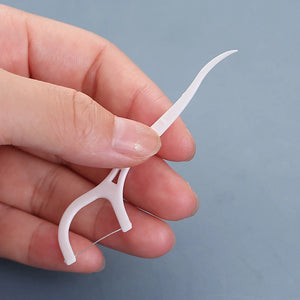 50Pcs/box Disposable Dental Floss Oral Hygiene Pick Stick Flosser Teeth Stain Cleaning Toothpick Interdental Brush For Travel