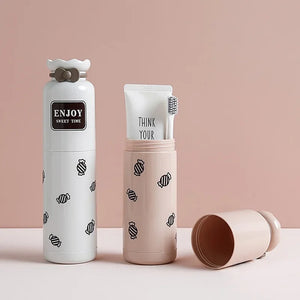 Portable Travel Cartoon Bear Mouthwash Cups Multifunction Storage for Toothbrush Case Container Supplies for Children Girls Boys