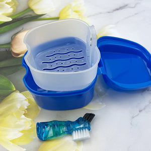 False Teeth Case Dental Retainer Denture Bath Box Mouth Guard Orthodontic Cleaning Artificial Tooth Holder Oral Hygiene Supplies