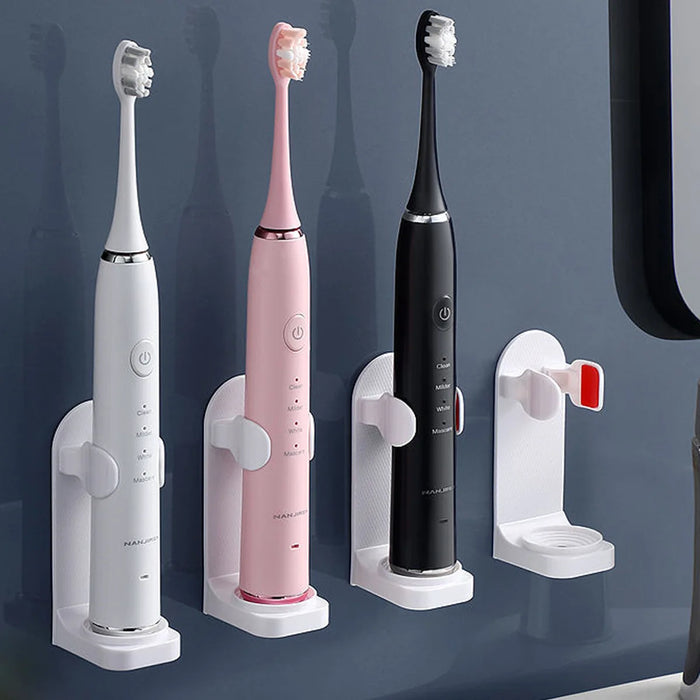 Electric Toothbrush Holder Adapt Wall-Mount Bathroom Space Saving Traceless Toothbrush Organizer Stand Adhesive Rack Accessories