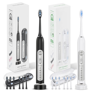 SUBORT Super Sonic Electric Toothbrushes for Adults Kid Smart Timer Whitening Toothbrush IPX7 Waterproof Replaceable Heads Set