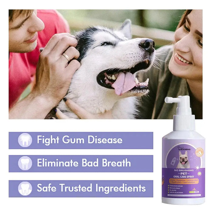 50ml Pet Oral Cleanse Spray Dogs Teeth Cleaning Breath Tartar Spray Buildup Spray Freshener Reduce Dental Pet & Plaque P1u4