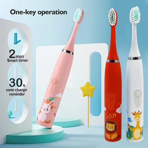 For Children Sonic Electric Toothbrush Cartoon Pattern for Kids with Replace The Tooth Brush Head Ultrasonic Toothbrush J259