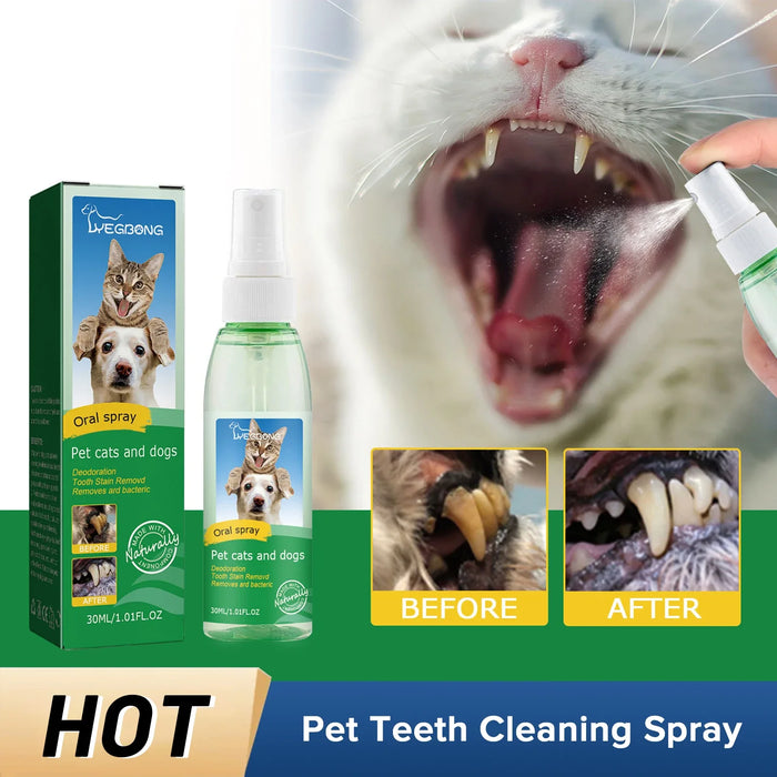 Pet Teeth Cleaning Spray Dog Tartars Remover Cat Oral Cleaner Breath Freshener Puppy Kitten Teeth Deodorant Pet Tooth Care Agent