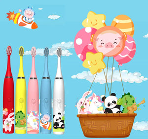 Children Sonic Electric Toothbrush Colorful Cartoon For Kids Rechargeable Soft Fur Automatic Waterproof With Replacement Head