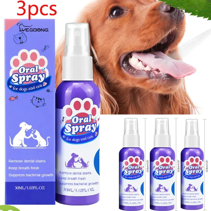 3pcs  Dog tooth Sprays Remove tooth stains and bad breath for cats and dogs Fresh pet oral Care dental spray deodorant