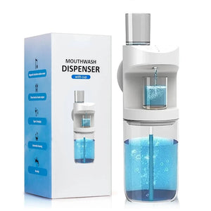 Automatic Mouthwash Dispenser for Bathroom 550ml Super Adhesive Wall Mounted Mouth Wash Container Touchless with Magnetic Cups