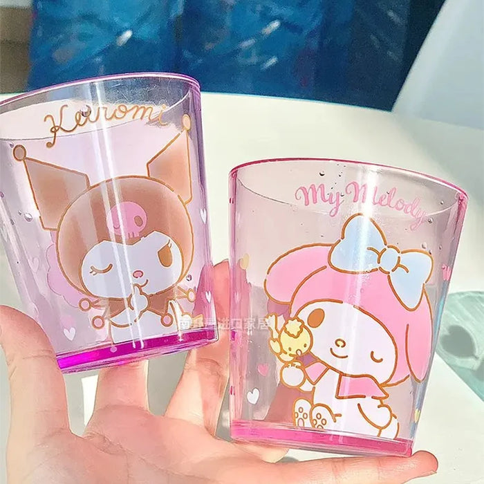 Anime Sanrio Kuromi Water cup Kawaii My Melody milk coffee Cup Anti Fall Transparent Mouthwash Toothbrush storage Children Gift