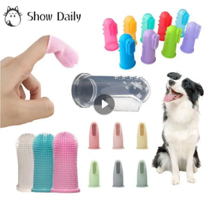 Dog Super Soft Pet Finger Toothbrush Teeth Cleaning Bad Breath Care Nontoxic Silicone Tooth Brush Tool Dog Cat Cleaning Supplies