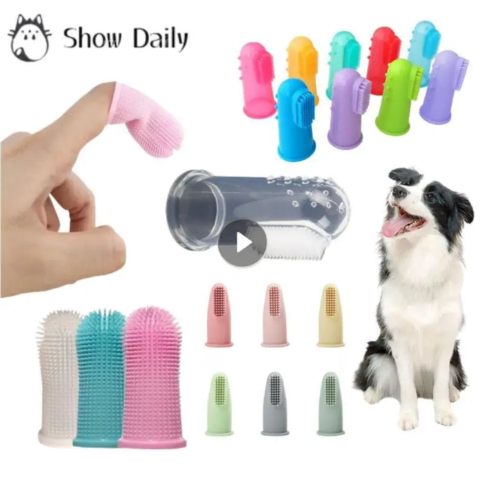 Dog Super Soft Pet Finger Toothbrush Teeth Cleaning Bad Breath Care Nontoxic Silicone Tooth Brush Tool Dog Cat Cleaning Supplies