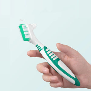 Multi-Layered Bristles Toothbrush Portable Ergonomic Denture Cleaning Brush Dual Heads Oral Care Tool Parents Denture Toothbrush
