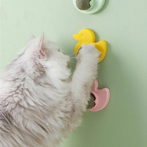 Cat Mint Ball Rotation Catnip Wall Ball Duckling Cats Toys Licking Snacks Freshen Breath Rotatable Treats Toys Kitten Playing
