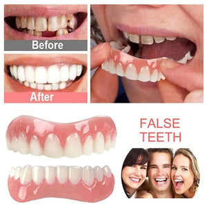 Smile Teeth Fake Braces Lower and Upper Fake Teeth Veneer Silica Gel False Teeth Removable Denture Oral Care Dentistry Veneer