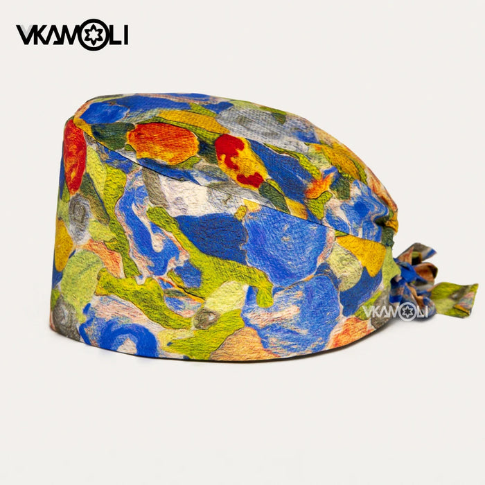 Oil painting printed surgical cap dental and pediatric pharmacy care Scrub cap Pet Grooming Agency vet Medical Scrub hats
