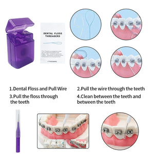 8pcs/set Oral Cleaning Care Orthodontic Teeth Whitening Tools Ortho Toothbrush Interdental Brush Dental Floss Thread Travel Kit