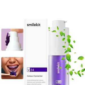 30ml V34 SMILEKIT Purple Whitening Toothpaste Remove Stains Reduce Yellowing Care for Teeth Gums Fresh Breath Brightening Teeth