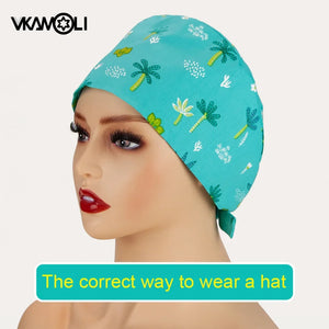 Oil painting printed surgical cap dental and pediatric pharmacy care Scrub cap Pet Grooming Agency vet Medical Scrub hats