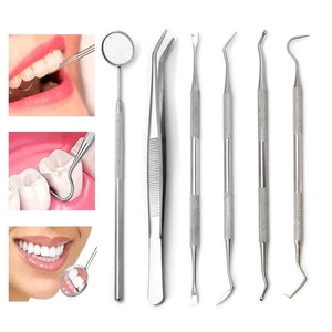 Stainless Steel Dentist Clean Tools Dental Mirror Double Probe Sickle Hoe Tooth Cleaner Dental Tool Products Oral Care Kit