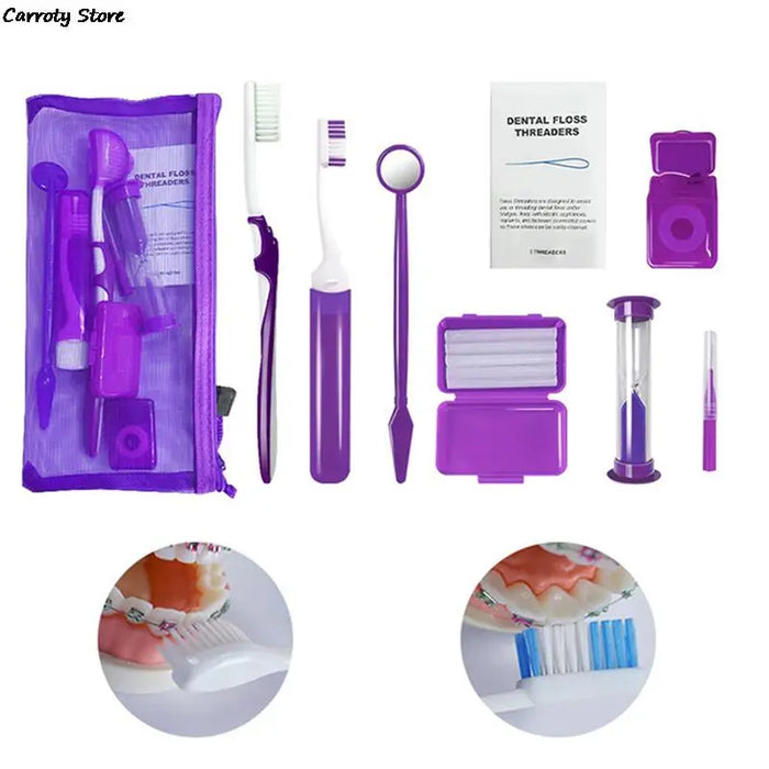 8pcs/set Oral Cleaning Care Dental Teeth Orthodontic Kits Whitening Tool Portable Outdoor Suit Interdental BrushOral Care