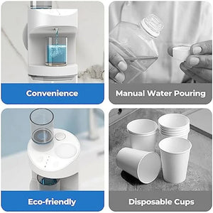 Upgrade Automatic Mouthwash Dispenser Rechargeable 500ml Wall Mounted Mouth Wash Dispenser for Bathroom with 2 Magnetic Cups