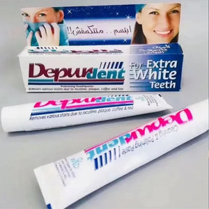 Depurdent Extra White Teeth Professional Whitening, Polishing Tartar Stain Removal Toothpaste, Whiter Teeth Freshens Breath 50g