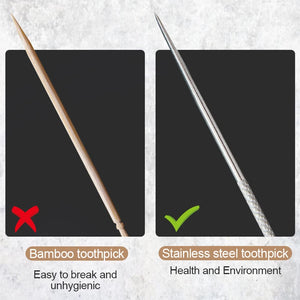 Stainless Steel Toothpick Set Teeth Tartar Cleaning Tools Portable Dental Floss Reusable Dental Floss Oral Hygiene Care