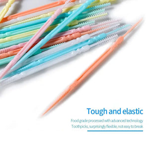 200Pcs Double-headed Disposable Dental Flosser Interdental Brush Teeth Stick Toothpicks Floss Pick Oral Gum Teeth Cleaning Care