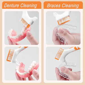 Denture Cleaning Brush Deep Cleaning False Teeth Tool Reusable Invisible Orthodontic Braces Descaling Brush Oral Care Supplies