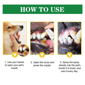 Pet Teeth Cleaning Spray Dog Tartars Remover Cat Oral Cleaner Breath Freshener Puppy Kitten Teeth Deodorant Pet Tooth Care Agent