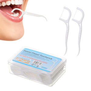 50Pcs/box Disposable Dental Floss Oral Hygiene Pick Stick Flosser Teeth Stain Cleaning Toothpick Interdental Brush For Travel