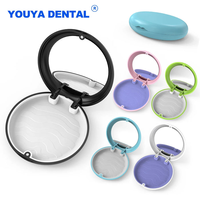 Dental Denture Fake Teeth Storage box Orthodontic Case Mouth Guard Portable Retainer Plastic Oral Hygiene Supplies With Mirror