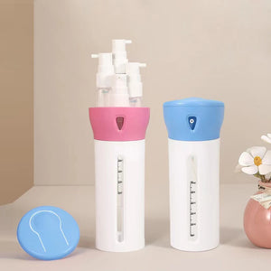Portable 4 In 1 Refillable Bottle 40ml Travel Lotion Shampoo Shower Gel Dispenser Bottle Breath Freshener Mouthwash Container