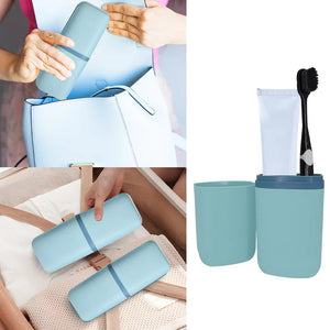 Toothbrush Case Portable Detachable Organizer Box Mouthwash Cup Travel Toothbrush Storage Container Purple Flower Letter Pattern
